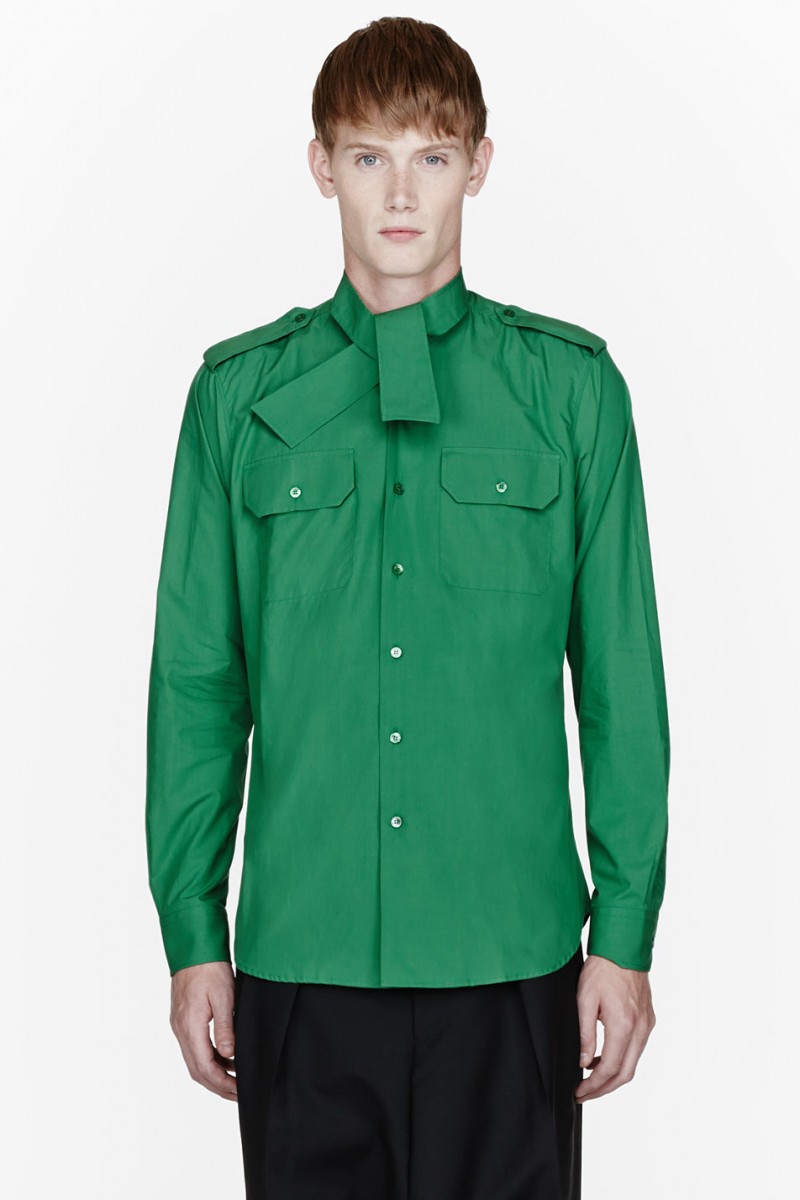 RAF SIMONS Green scarf shirt