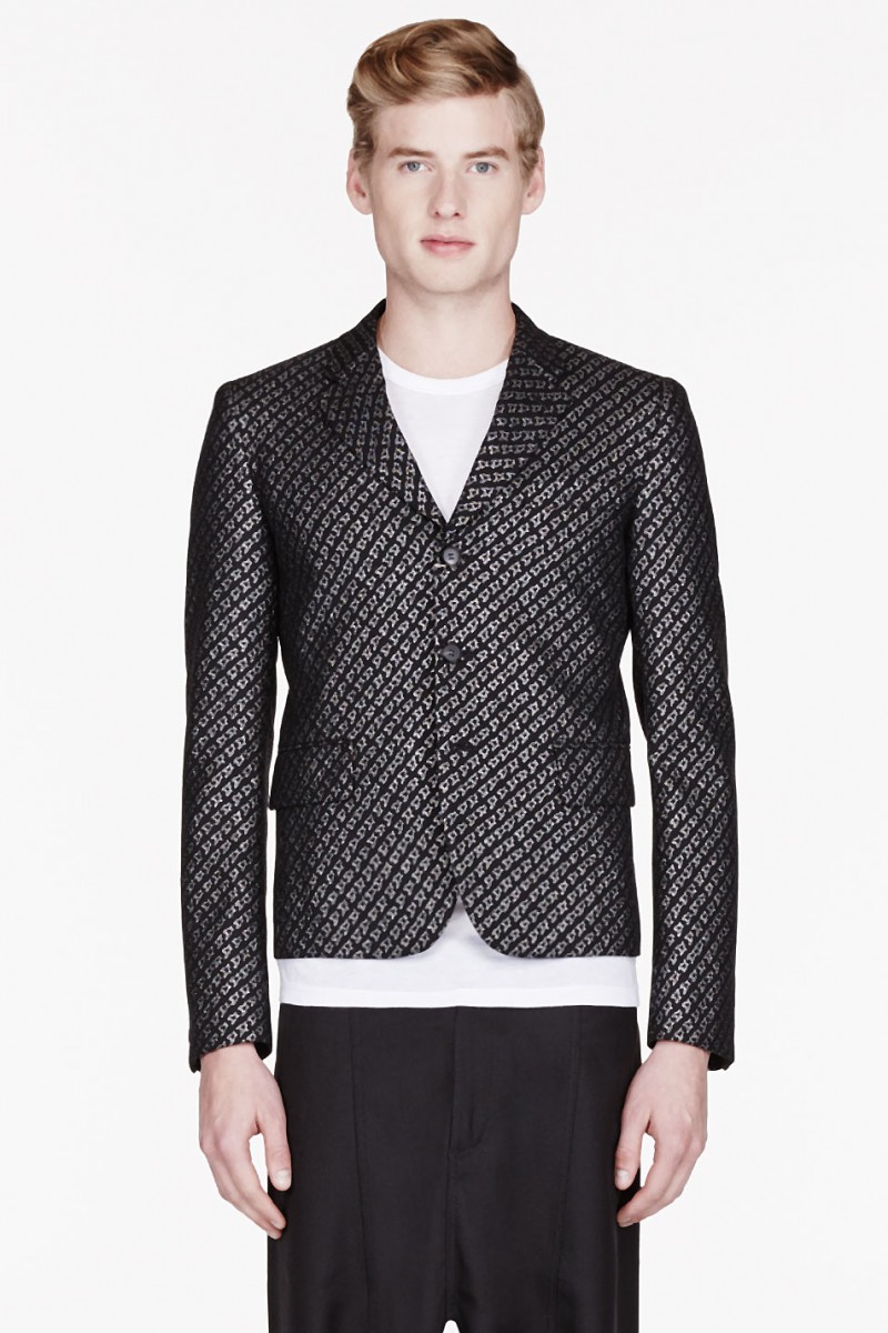 Comme des Garcons BLACK METALLIC HOUNDSTOOTH BLAZER