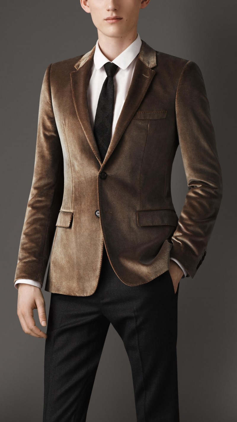 Burberry Slim Fit Overprint Velvet Jacket