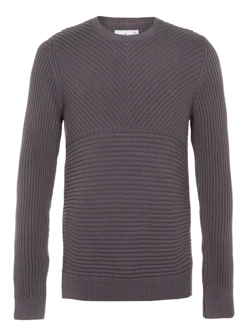 Topman Grey Multi Cable Sweater
