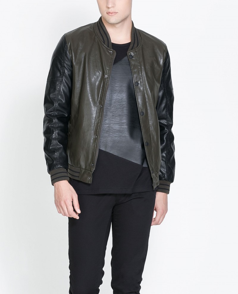 Zara Faux Leather Jacket with Knitted Collar