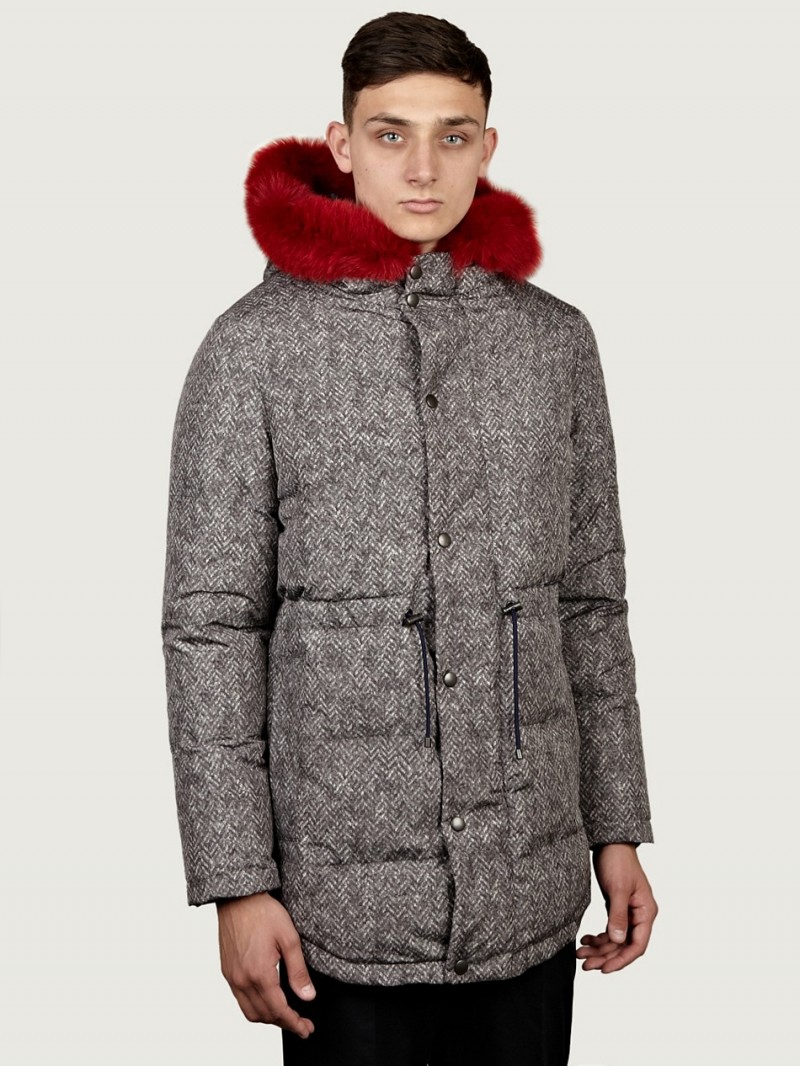  Carven Men’s Fur Collar Down Parka Coat