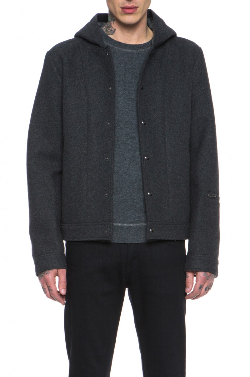 T by Alexander Wang Wool Bonded Neoprene Jacket in Charcoal