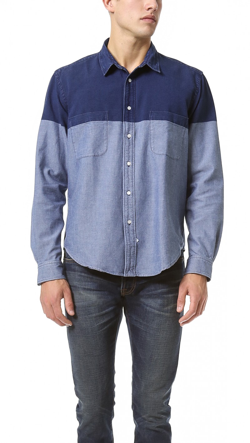 Sidian, Ersatz & Vanes Chambray Color Block Shirt