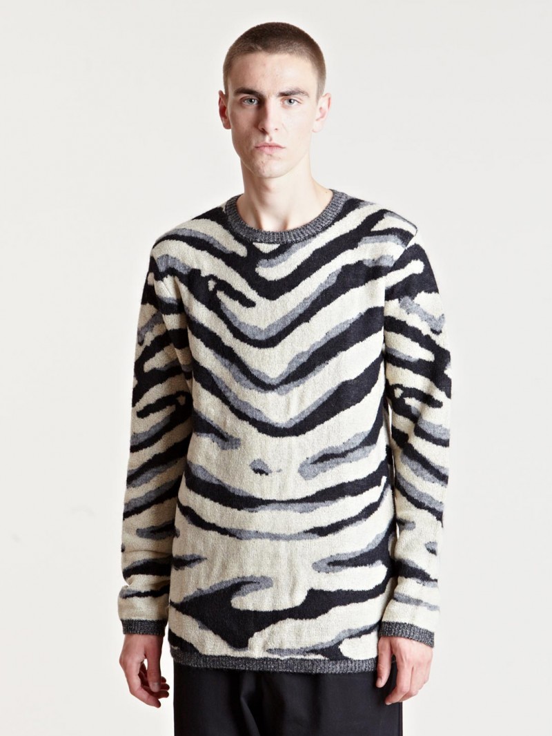 Yohji Yamamoto Men's Animal Knit Sweater From AW13 Collection In Black