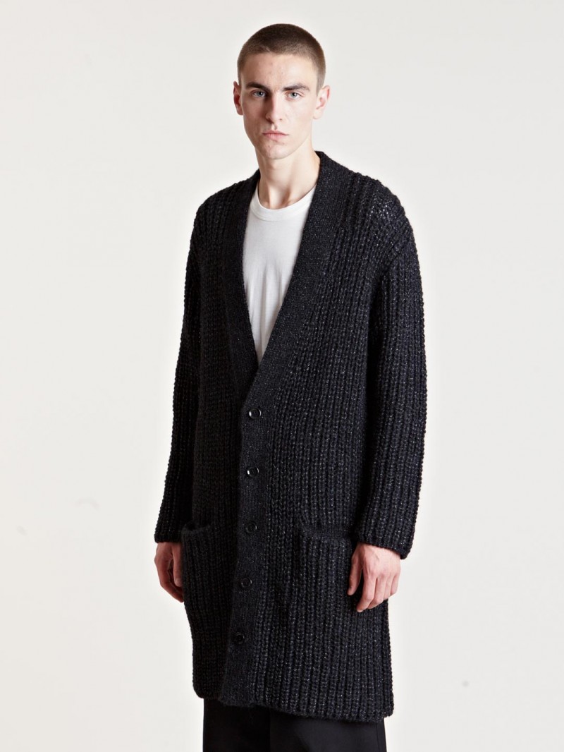 Yohji Yamamoto Men's Metallic Yarn Cardigan From AW13 Collection In Black