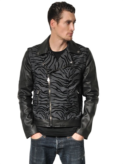 Milo Spinelli LEATHER & DENIM BIKER JACKET