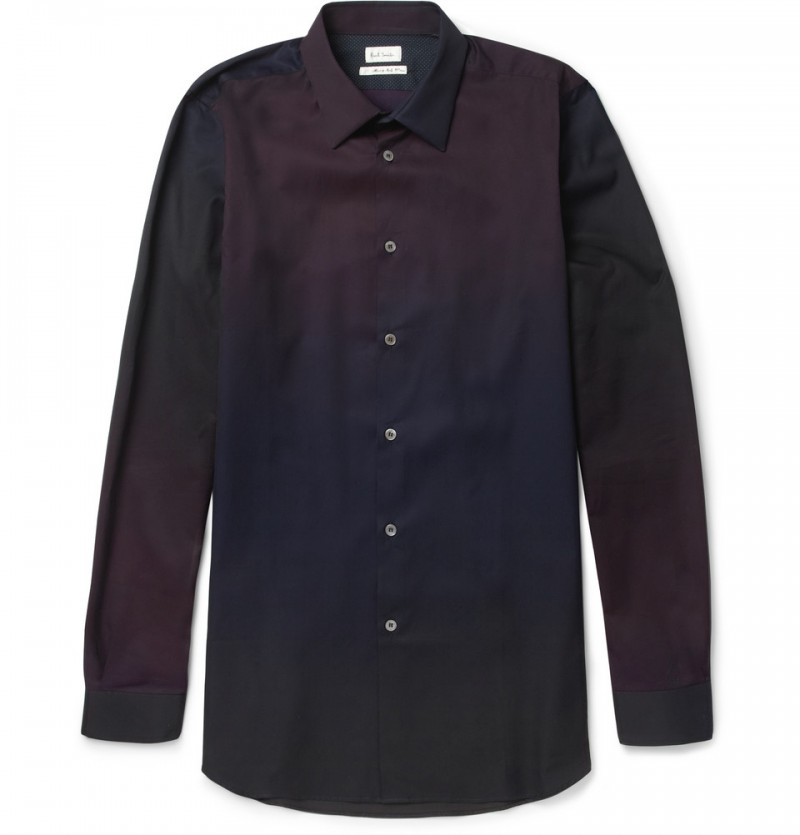 Paul Smith SLIM-FIT OMBRE PANELED COTTON SHIRT