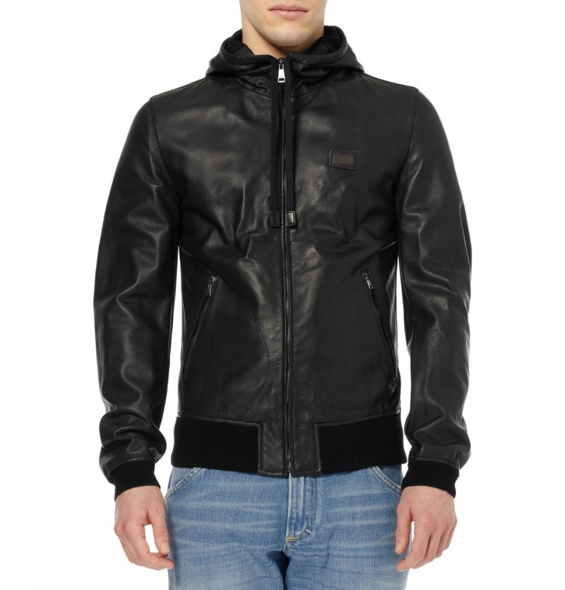 DOLCE & GABBANA HOODED LEATHER JACKET