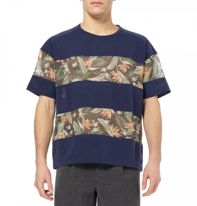 KOLOR PANELED COTTON-BLEND T-SHIRT