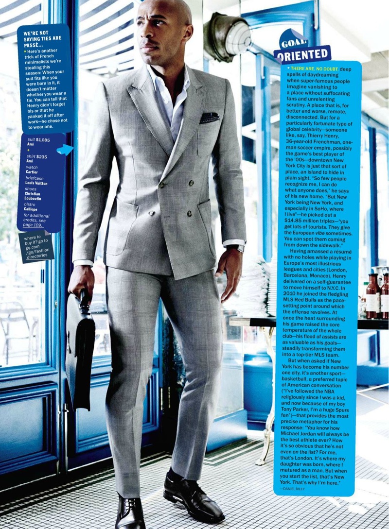 Thierry Henry Dons French Suiting for American GQ – The Fashionisto