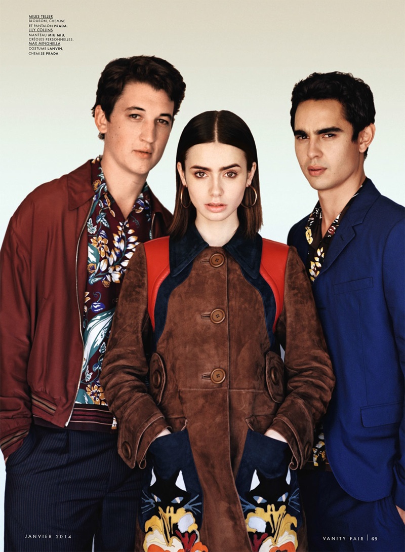 vanity fair france 0002 Miles Teller, Lily Collins and Max Minghella