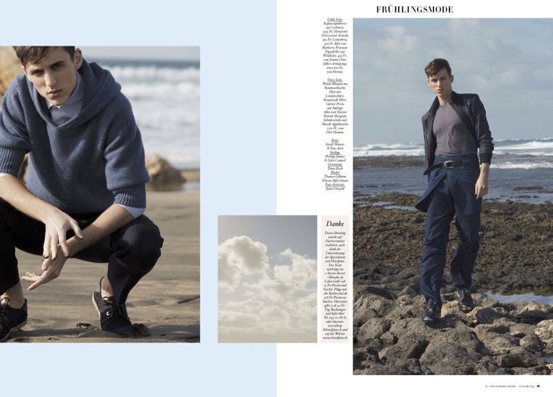Thomas Gibbons Wears Serene Fashions for NZZ Magazine
