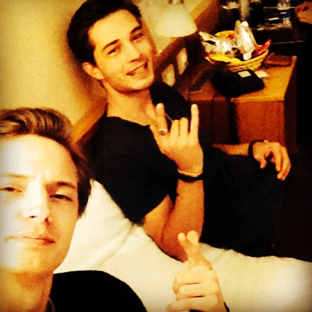 Linus Gustin and Francisco Lachowski pose for an Instagram photo.