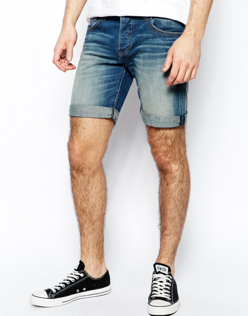 Pepe Denim Shorts Cane Slim Fit Dirty Wash from ASOS