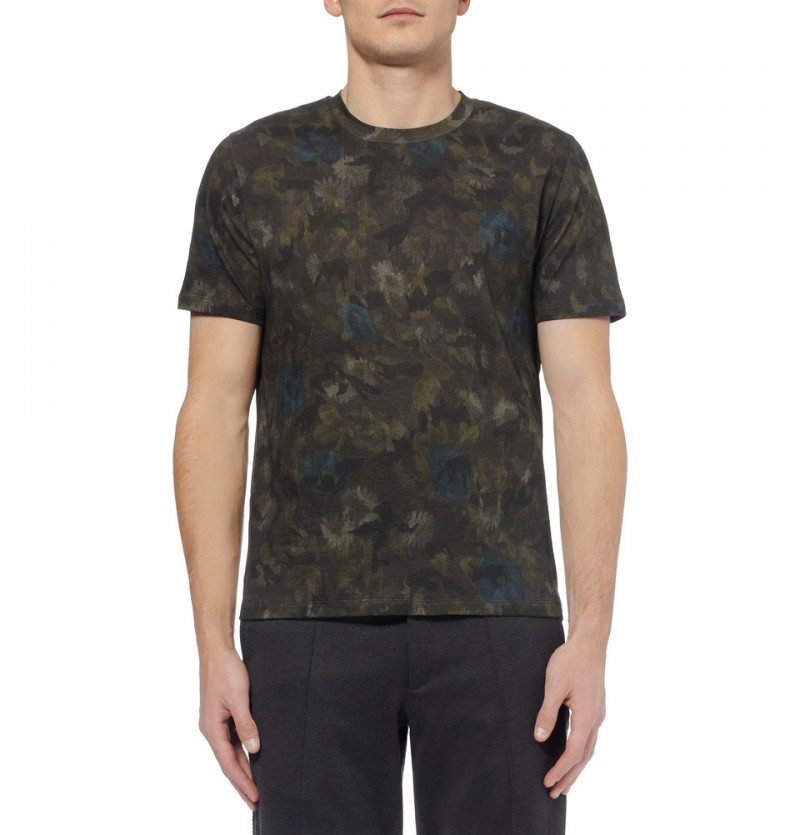 VALENTINO FLOWER AND CAMOUFLAGE-PRINT COTTON-JERSEY T-SHIRT