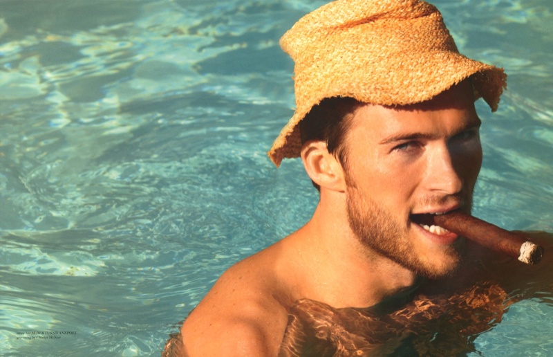 Scott Eastwood is Captured Poolside for Man of the World
