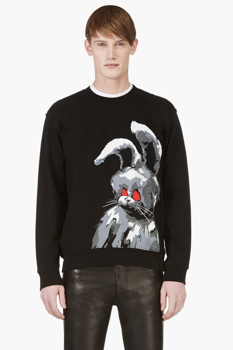 McQ by Alexander McQueen Black Angry Bunny Printed Sweatshirt from SSENSE