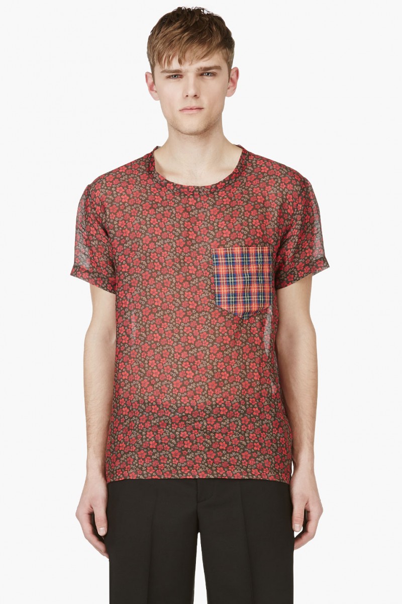 MARC JACOBS RED FLORAL PRINT T-SHIRT