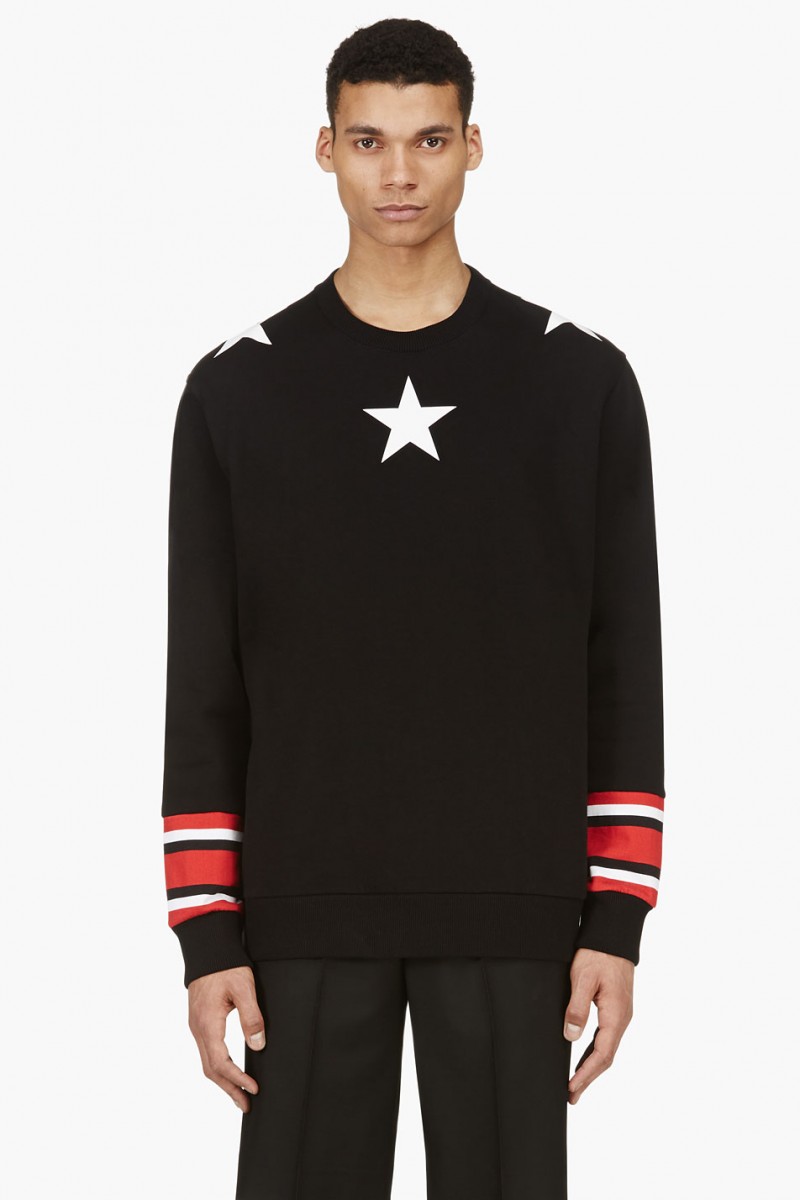 Givenchy Black Star & Stripe Print Sweatshirt from SSENSE