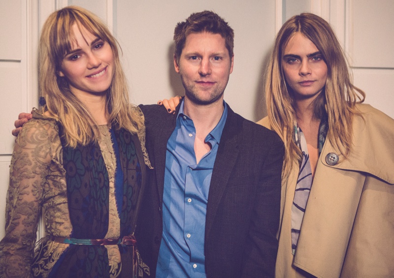 Cara Delevingne, Christopher Bailey and Suki Waterhouse