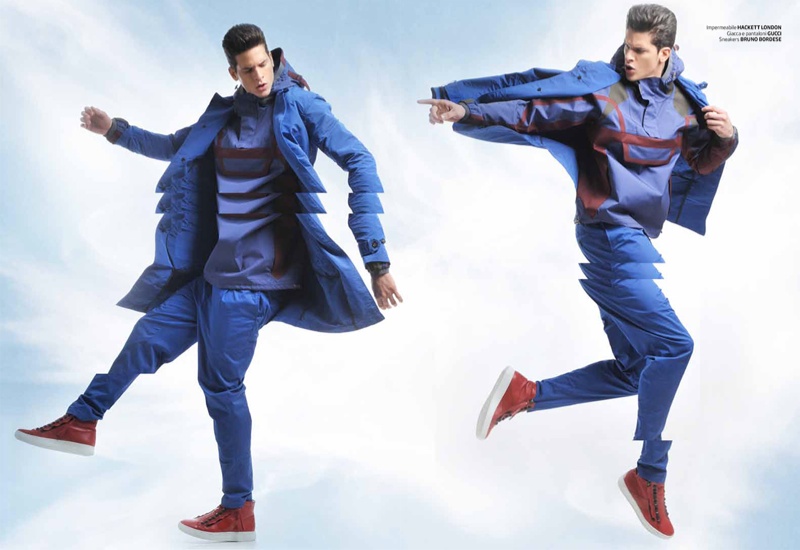 Diego Fragoso Embraces a Blue Fashion Trend for Maxim Italia