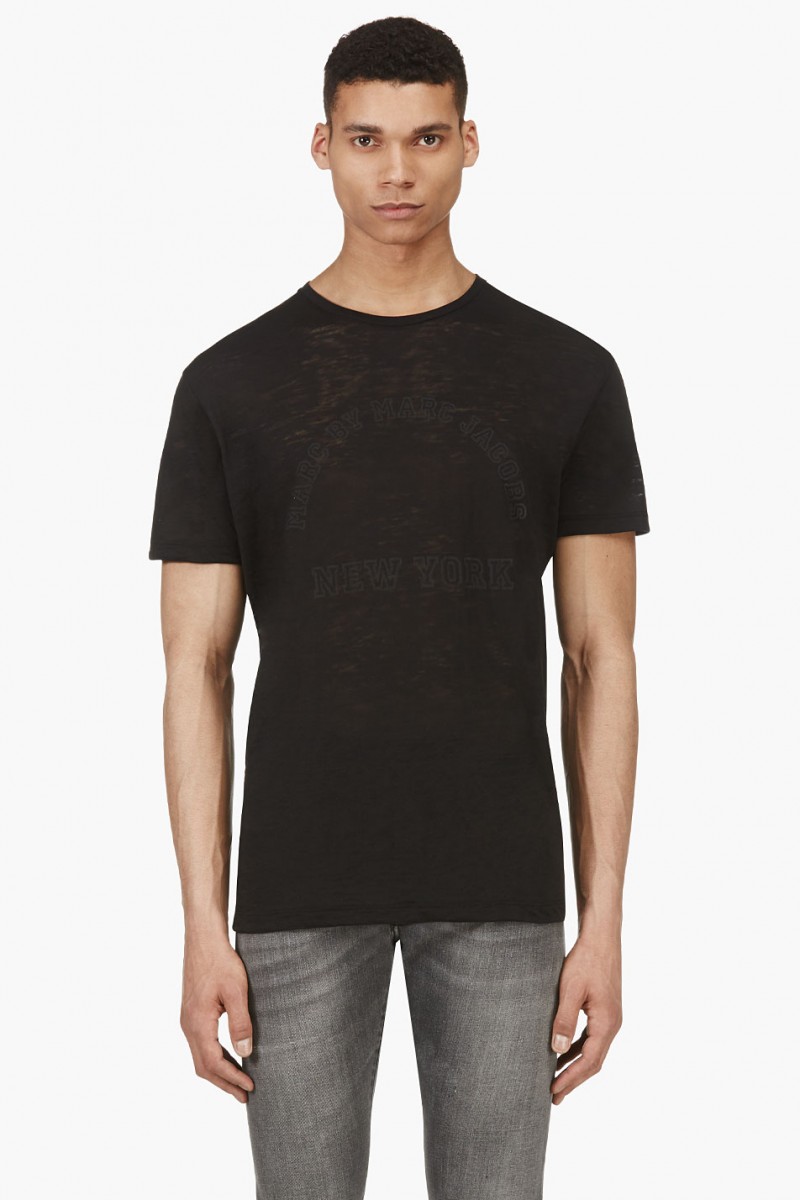 Marc by Marc Jacobs Black Tonal Logo Print T-Shirt