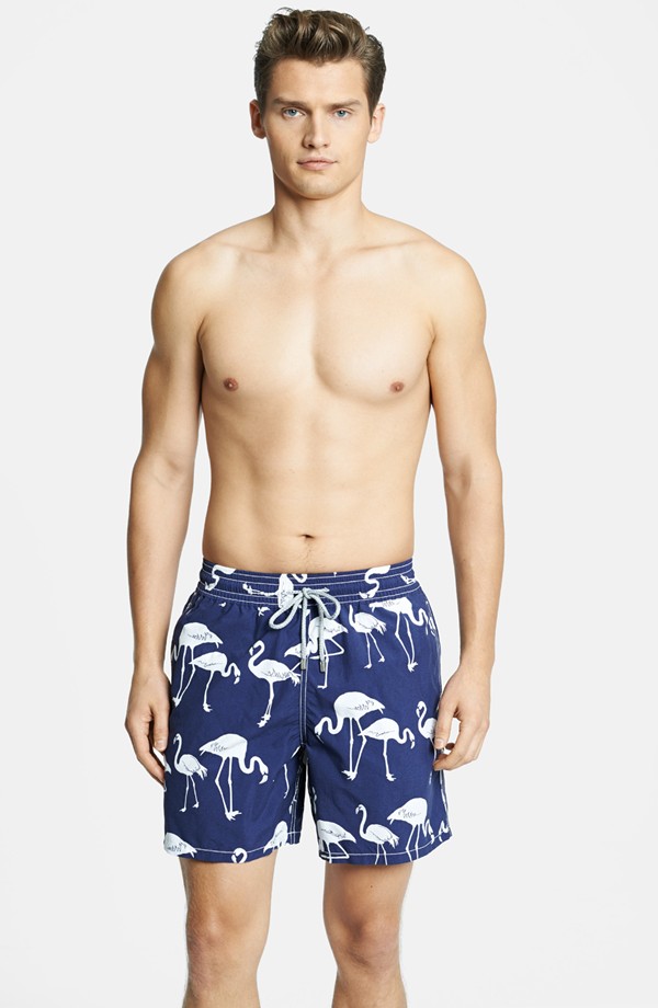 Vilebrequin 'Moorea' Flamingo Print Swim Trunks