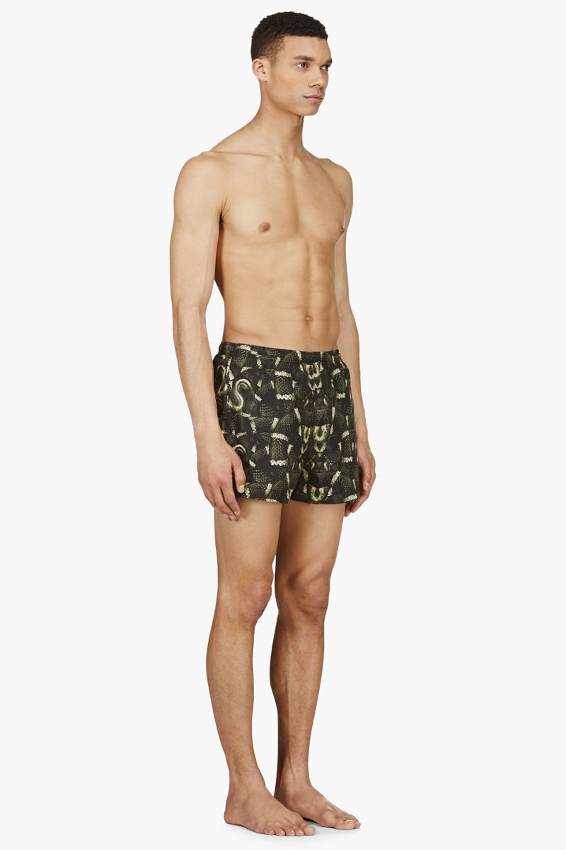 Marcelo Burlon County of Milan Green & Black Snake Print Swim Shorts