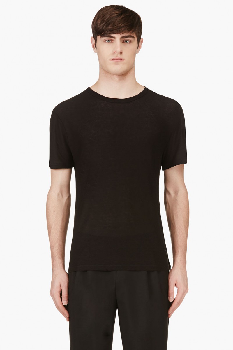 T by Alexander Wang Black Silk Slub Jersey T-Shirt