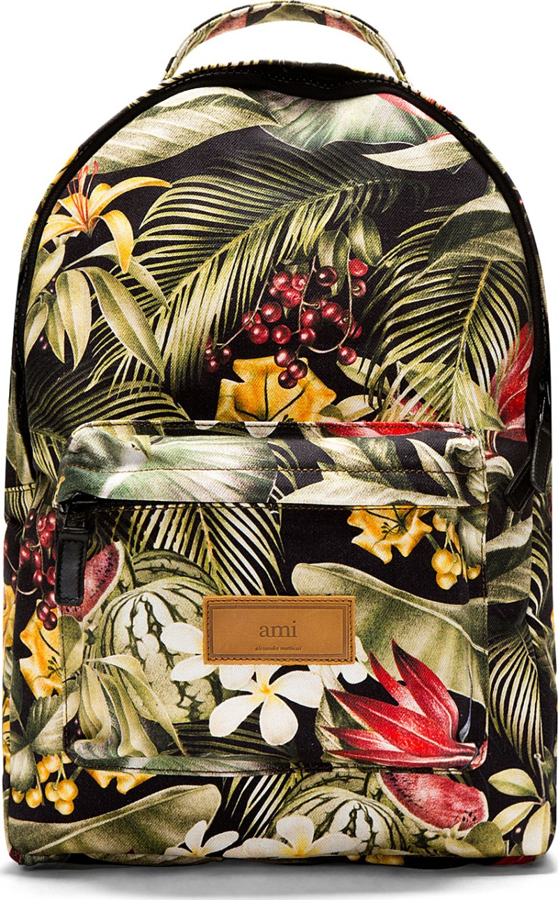 Ami Green Botanical Print Backpack