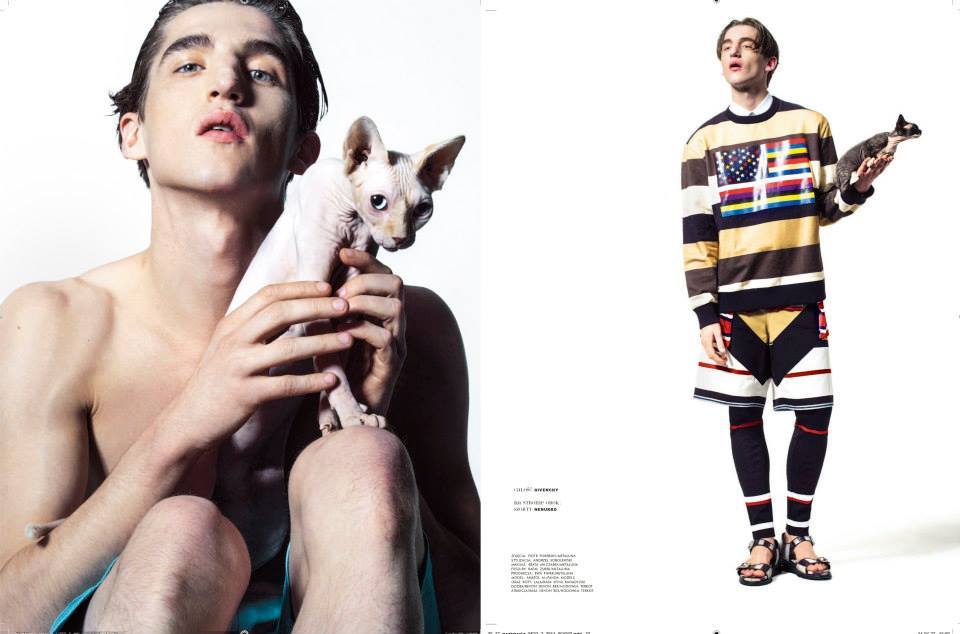 Anatol Poses with Cats for Viva! Moda Fashion Spread