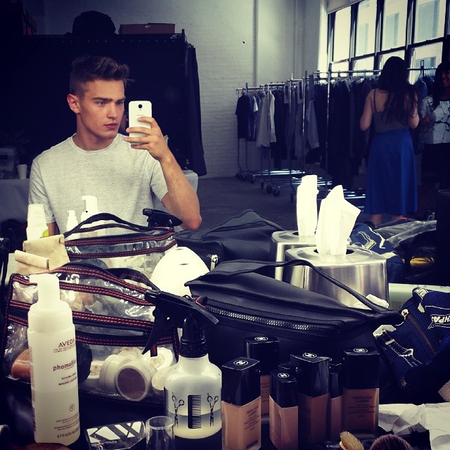 Bo Develius Instagrams from the makeup chair. Nordies shoot!