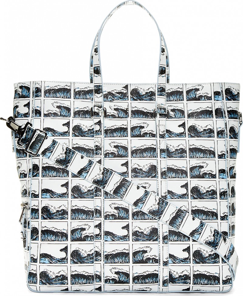 Kenzo Leather Wave Print Tote