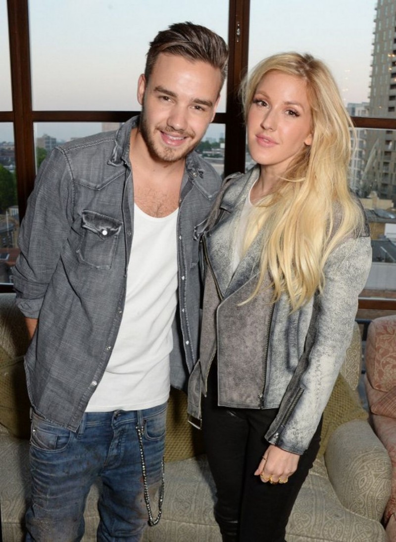 One Direction member Liam Payne poses with singer Ellie Goudling