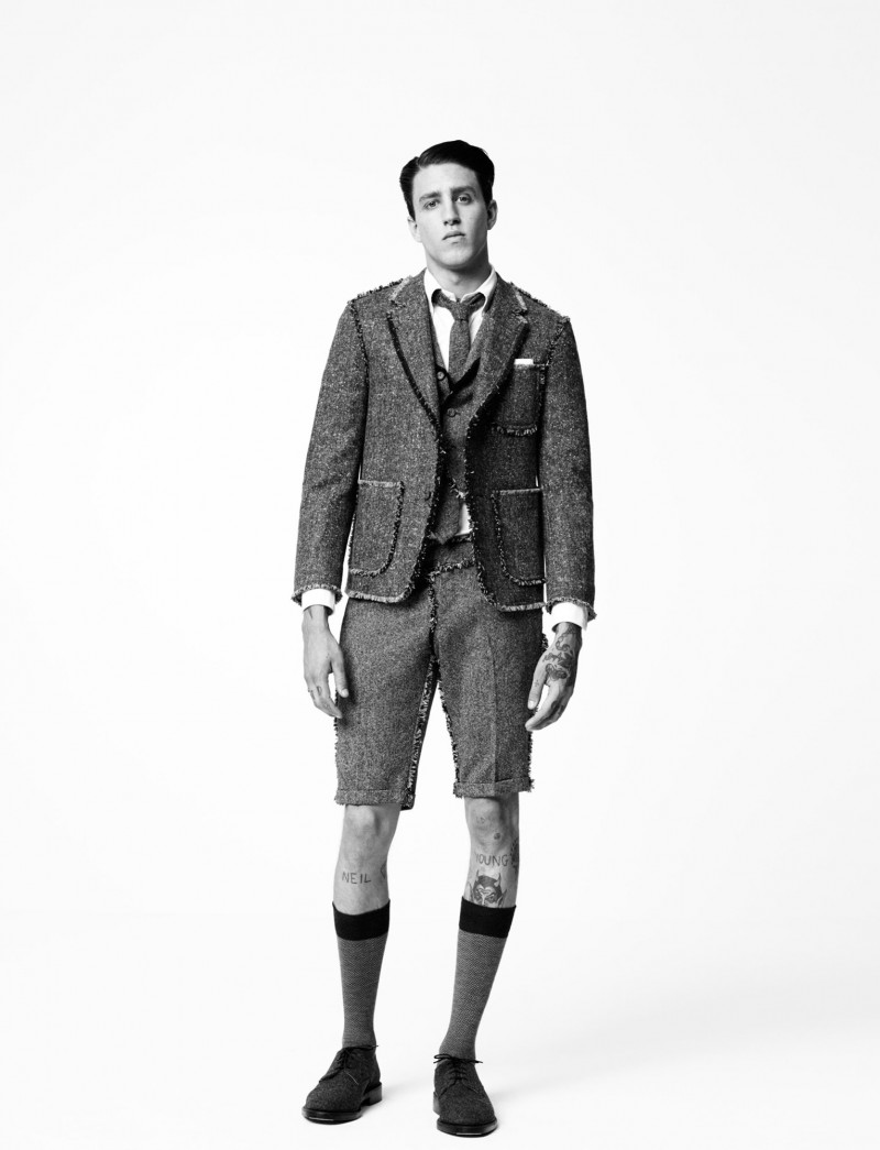 Miles Langford wears clothes from menswear nominee Thom Browne
