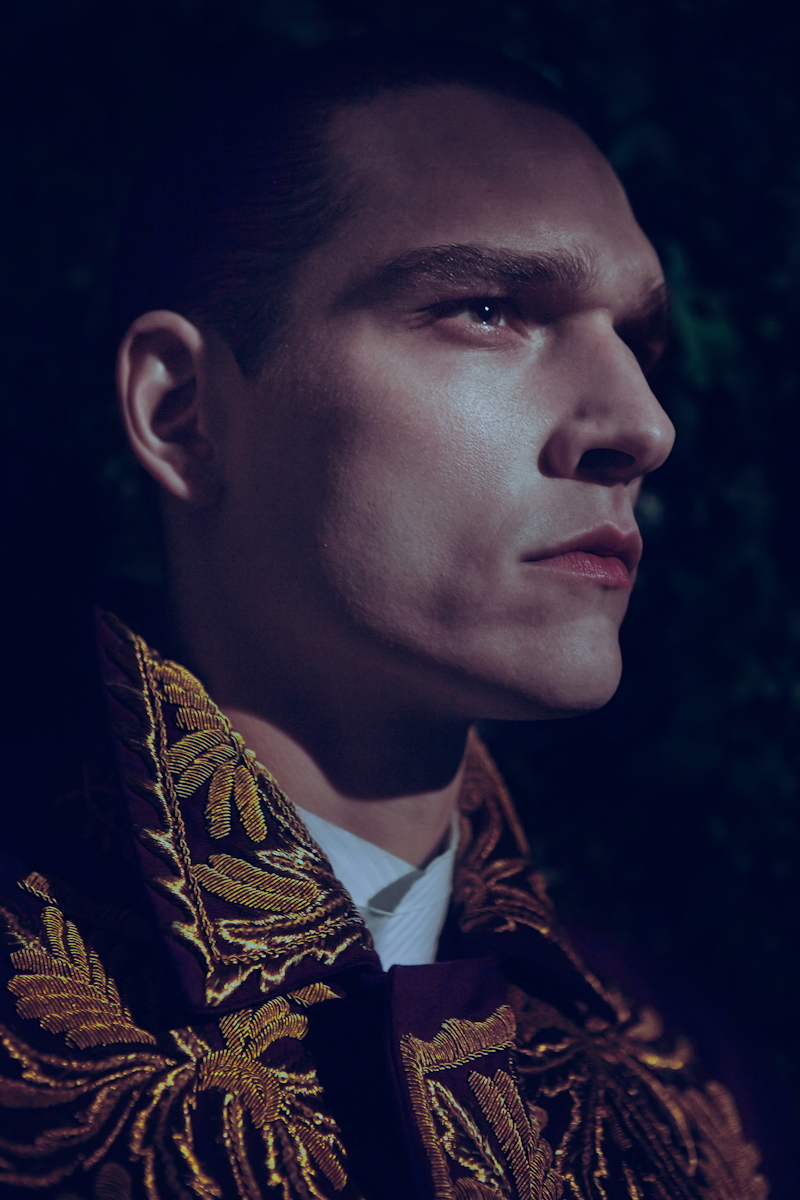 Alexandre wears shirt Emporio Armani and embroidered jacket Dries Van Noten. 