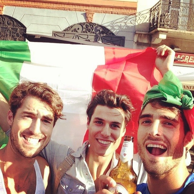 Antonio Navas, Emilio Flores and Juan Betancourt get in the spirit of the World Cup.