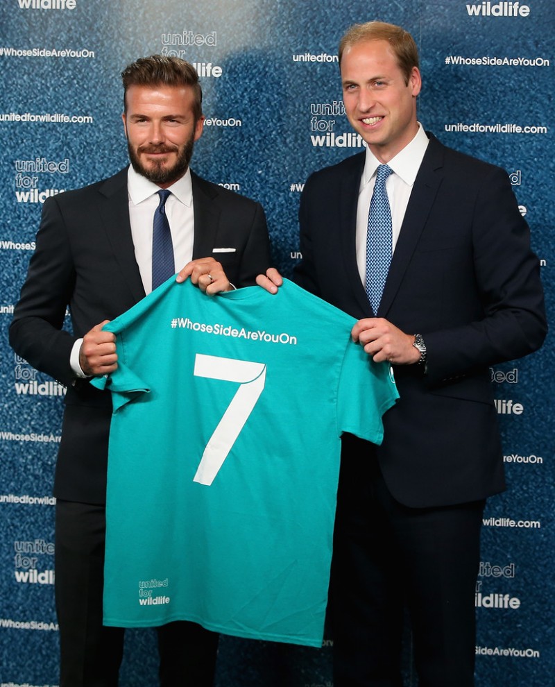 David Beckham and Prince William at the launch of 'United for Wildlife' Campaign at Google Town Hall on June 9, 2014 in London, England.