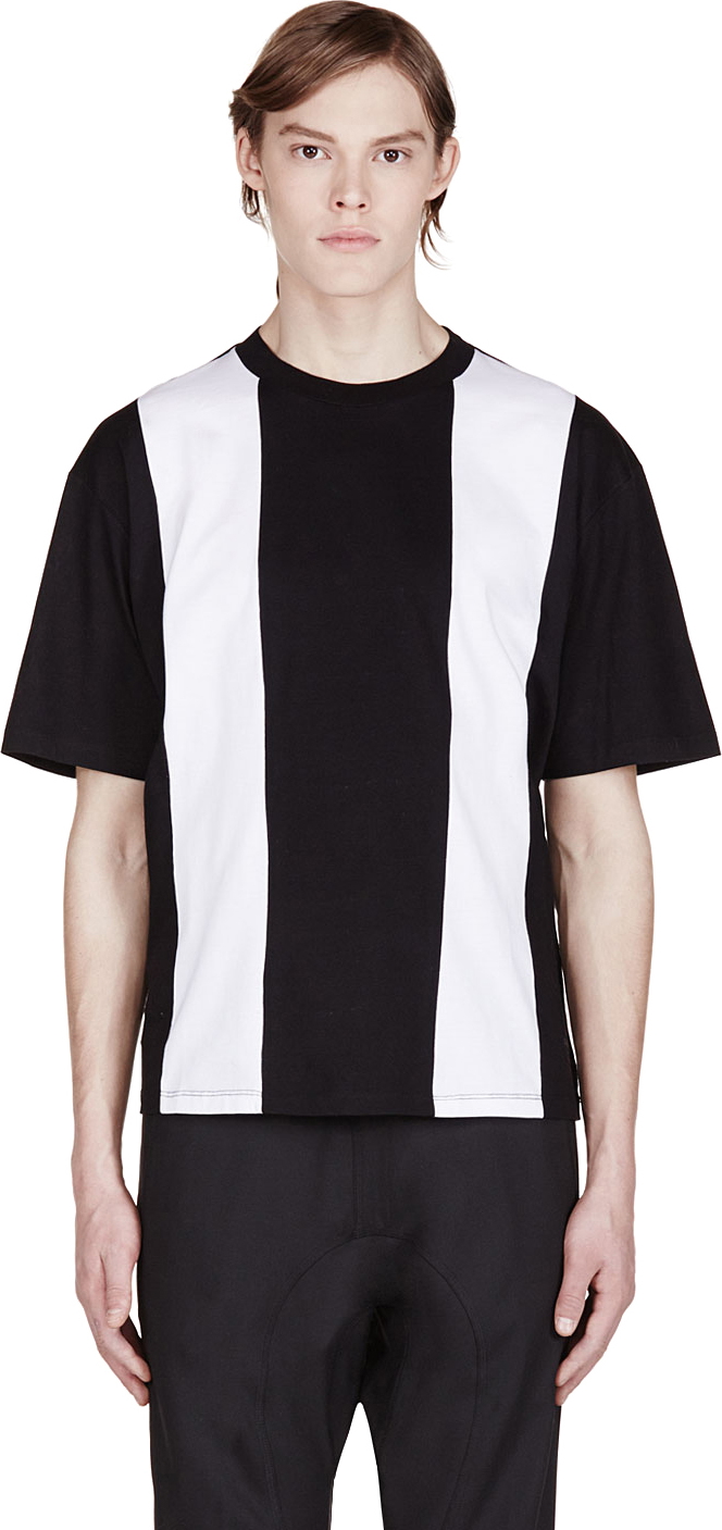 Diesel Black & White Stripe T-Shirt from SSENSE