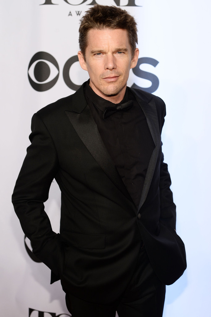 Ethan Hawke makes a strong impression all in black.