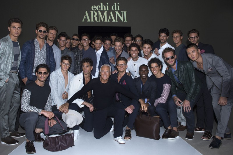 Giorgio Armani and models