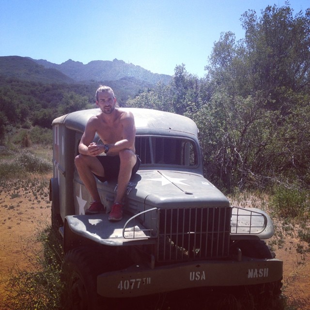 Helge Gjerstad poses with a prop from the iconic show MASH.