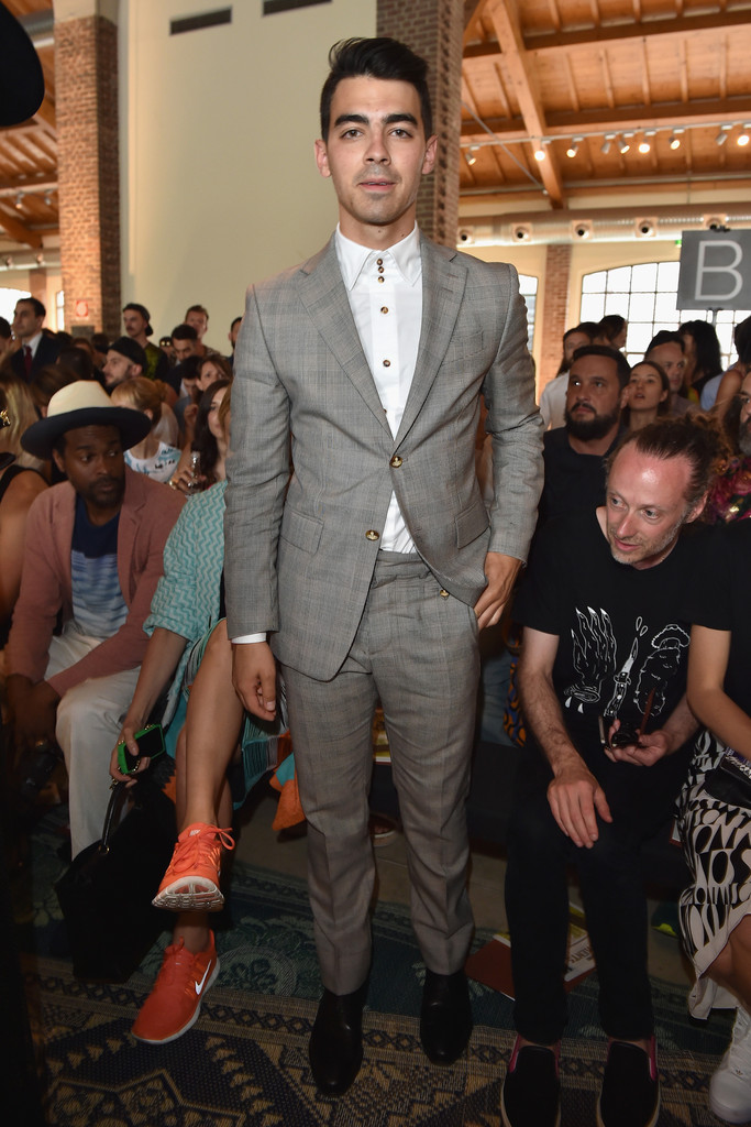 Joe Jonas pulled out another  tailored look, wearing a suit to Missoni's spring/summer 2015 show in Milan.