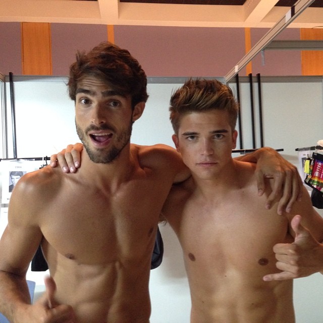 Juan Betancourt and River Viiperi pose for a photo backstage.