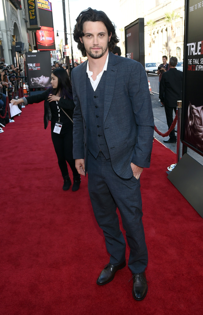 Actor Nathan Parsons takes a note from 'True Blood' costar Joe Manganiello and wears John Varvatos to the premiere celebration.