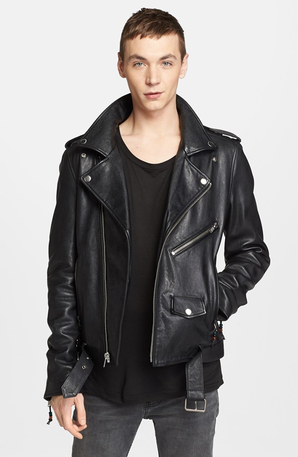 Yuri Pleskun wears BLK DNM Leather Biker Jacket, from Nordstrom