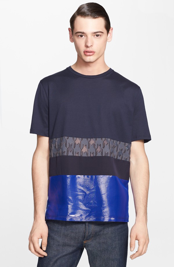 Jacob Morton wears Lanvin mixed panel t-shirt from Nordstrom