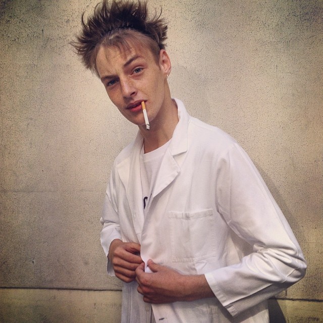 Roberto Sipos takes a break from the catwalk.