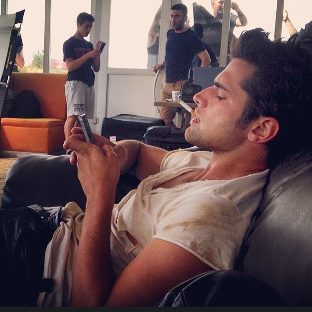 Sean O'Pry relaxes after finishing a job in Turkey.